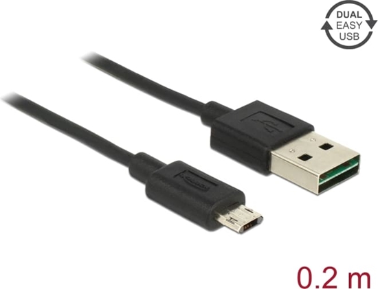 Picture of Kabelis EASY-USB2.0 A M > microB M, melns, 20cm, Delock