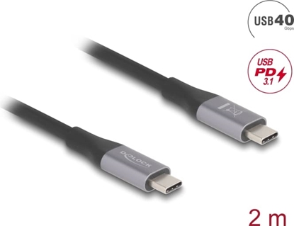 Attēls no Kabelis USB 40Gbps, TypeC, M / M, PD3.1, 2.0m, pelēks, Delock