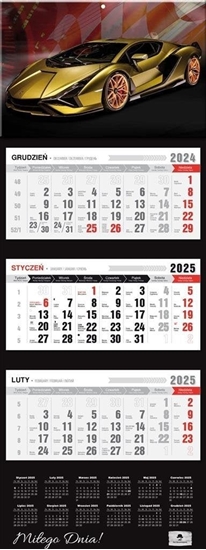 Picture of Kalendarz 2025 Trójdzielny Premium Lux Car
