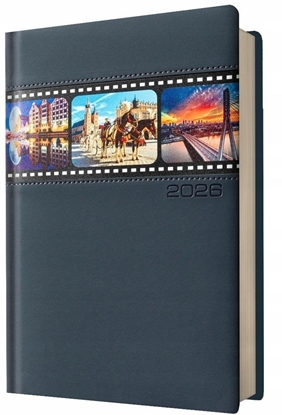 Picture of Kalendarz 2026 A5 dzienny granatowy miasta Polski