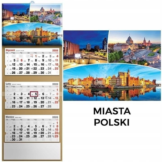 Изображение Kalendarz 2026 trójdzielny panorama polski