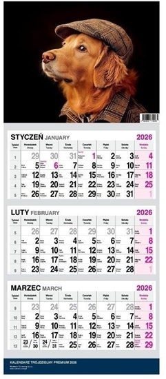 Picture of Kalendarz 2026 trójdzielny premium Pies