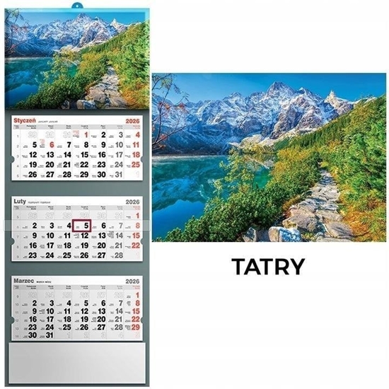 Изображение Kalendarz 2026 trójdzielny tatry
