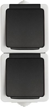 Attēls no Kanlux TEKNO Gniazdo podwójne francuskie pionowe z ochron styków rubowe 16A 250V czarne (25360)