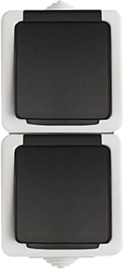 Picture of Kanlux TEKNO Gniazdo podwójne francuskie pionowe z ochron styków rubowe 16A 250V czarne (25360)