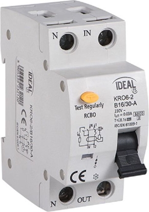 Изображение Kanlux Wycznik rónicowo-nadprdowy 2P B 10A 0,03A typ AC KRO6-2/B10/30 (23213)