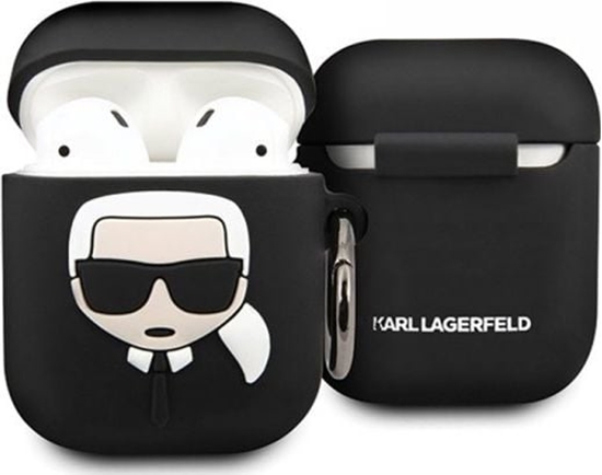 Picture of Karl Lagerfeld Etui ochronne KLACCSILKHBK Silicone Ikonik do AirPods 1/2 czarne