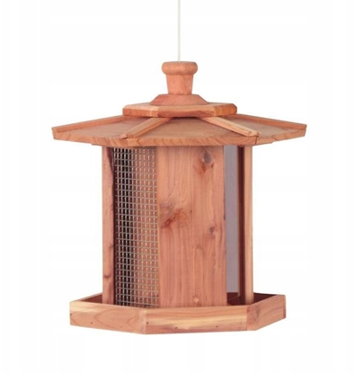 Attēls no Karmnik dla ptakw, czerwony cedr, wiszcy 26,5x23x27,5 cm