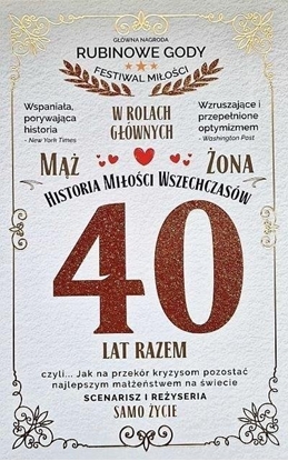 Picture of Karnet 40 rocznica lubu (rubinowa)