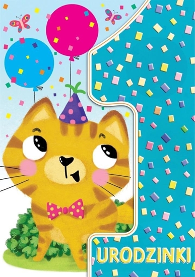 Изображение Karnet A5 Urodziny roczek - Kotek