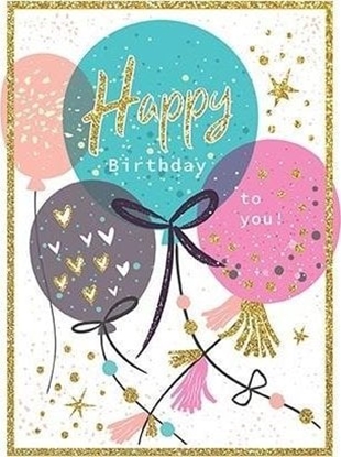 Изображение Karnet B6 Urodziny - Balony brokat