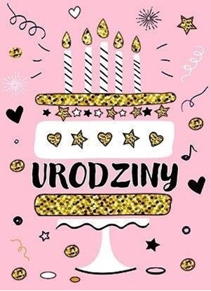 Изображение Karnet B6 Urodziny - Tort brokat