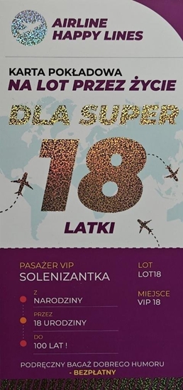 Picture of Karnet karta pokadowa 18 urodziny damskie