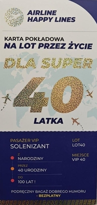 Picture of Karnet karta pokadowa 40 urodziny mskie