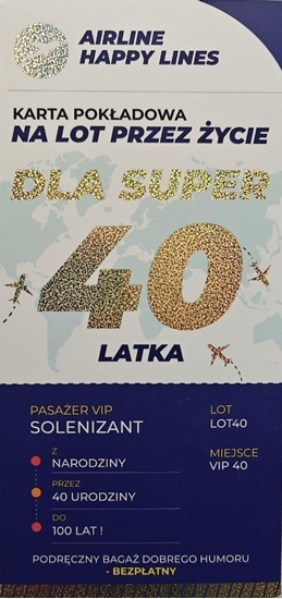 Picture of Karnet karta pokadowa 40 urodziny mskie