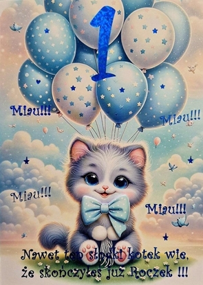 Picture of Karnet Roczek chopiec kotek 3K