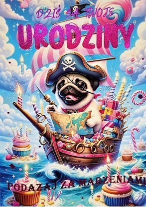 Picture of Karnet Urodzinki Mops 3K