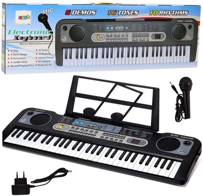 Attēls no Keyboard z mikrofonem, stojakiem i nutami