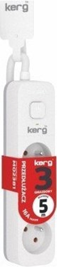 Picture of Kerg Przeduacz KERG z wycznikiem-3 gniazda-biao-szary-5m-16A-H05VV-F-3x1,5mm2