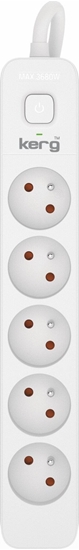 Picture of Kerg Przeduacz KERG z wycznikiem-5 gniazd-biao-szary-1,5m-16A-H05VV-F-3x1,5mm2