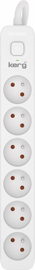 Изображение Kerg Przeduacz KERG z wycznikiem-6 gniazd-biao-szary-10m-16A-H05VV-F-3x1,5mm2