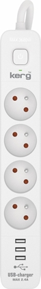 Attēls no Kerg Urzdz. zas.-zabezpiecz. KERG z wycznikiem-4 gniazda-3USB-biao-szary-5m-16A-H05VV-F-3x1,5mm2