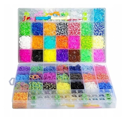 Picture of Kiddyz 4400pcs Bracelet Making Kit Rubber Bands Hooks Clips & Charms Organized Storage Box Multicolor