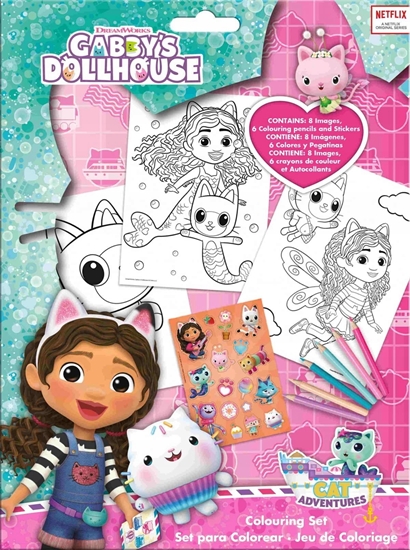 Picture of Kids Euroswan Zestaw do kolorowania + 6 kredek + naklejki Koci Domek Gabi. Gabby's Dollhouse GD00082 Kids Euroswan