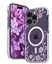 Picture of Kingxbar Apple iPhone 14 Pro MagSafe decorated with peony flowers print Flora Series magnetic Purple