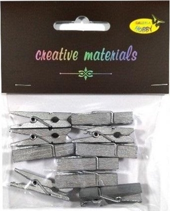 Picture of Klamerki drewniane srebrne 35mm 10szt