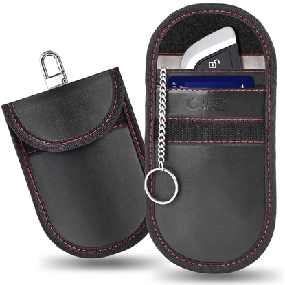 Attēls no Klatka Faradaya Tech-Protect KLR100 Pouch Keyless RFID Signal Blocker Case Black/red