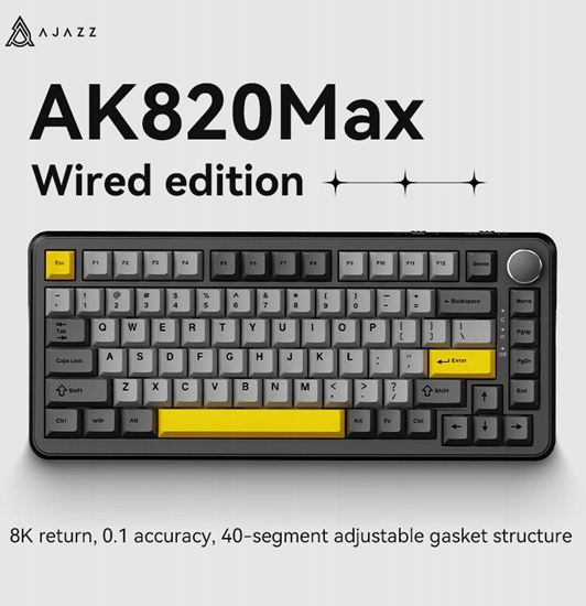 Picture of Klawiatura gamingowa mechaniczna AK820 MAX Magnetic switches -Black-Gray-Yellow RGB