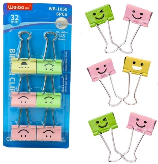 Изображение Klipsy biurowe kolorowe buki 6szt