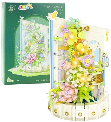 Изображение Klocki Konstrukcyjne Kompozycja Kwiatowa Z Wie wiata LED 632 el. LEAN Toys