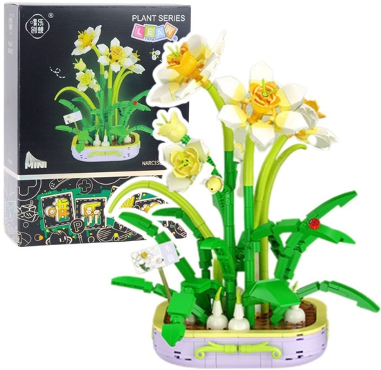 Изображение Klocki Konstrukcyjne Kwiat W Doniczce Narcyz óto-Biay 623 el. LEAN Toys