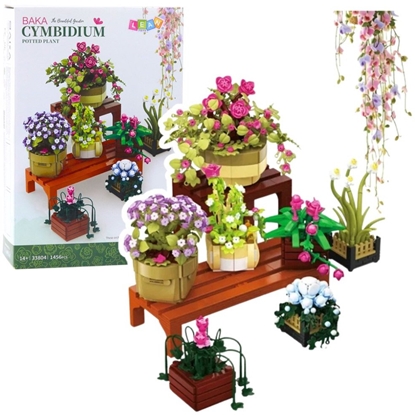 Изображение Klocki Konstrukcyjne Kwiaty W Doniczkach 7szt Dwie Póki 1446 el. LEAN Toys