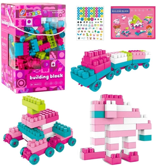 Изображение Klocki Konstrukcyjne Przestrzenne Pastelowe Róowe 360 el.