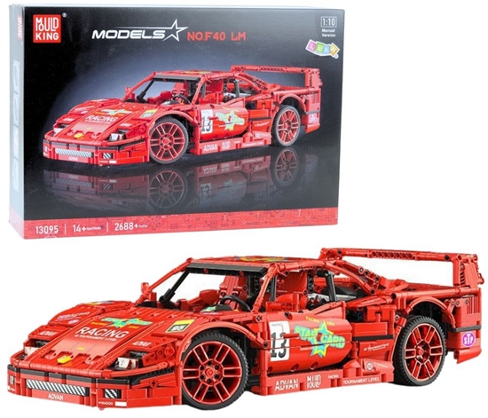 Изображение Klocki Konstrukcyjne Samochód Sportowy Wycigowy Czerwony 1:10 2688 el. LEAN Toys