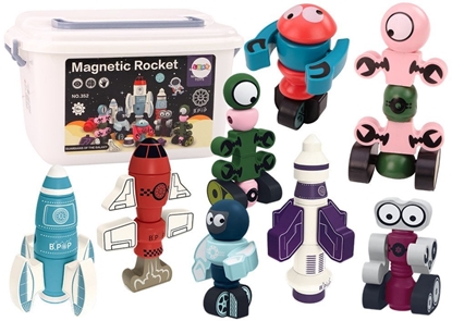Изображение Klocki Magnetyczne Kosmos Rakieta Zestaw 56 ele. Magnetic Rocket Mix LEAN Toys
