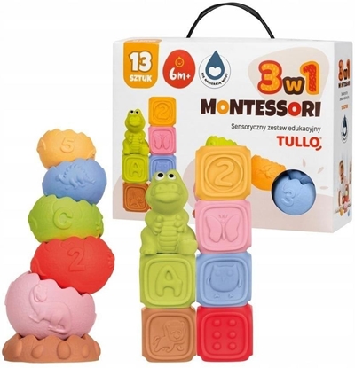 Изображение Klocki sensoryczne Zestaw Montessori 13szt