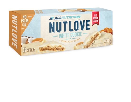 Picture of Kokosriekstu cepumi NUT LOVE ALLNUTRITION ar karameli un zemesriekstiem, pārklāti ar piena glazūru,