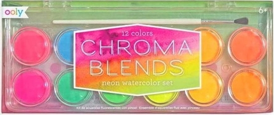 Изображение Kolorowe Baloniki Farby akwarelowe neonowe 12 farb + pdzelek