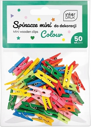 Attēls no Kolorowe spinacze do dekoracji mini 50szt