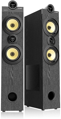 Picture of Kolumna Fenda Fenda F&D T-70X 2.0 Floorstanding Speakers, 160W RMS (80Wx2), 1'' Tweeter + 5.25'' Speaker + 8'' Subwoofer for each channel, BT 5.0/HDMI(ARC)/Optical/Coaxial/AUX/USB/FM/Karaoke function/ LED Ekranas/Remote control/Microphone included/Wooden/
