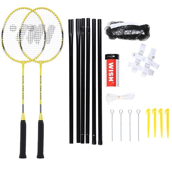 Picture of Komplekts ALUMTEC 4466 BADMINTON ROCKET SET DZELTENS 2GAB SHUTTLECOCKS 3GAB NET LINE WISH