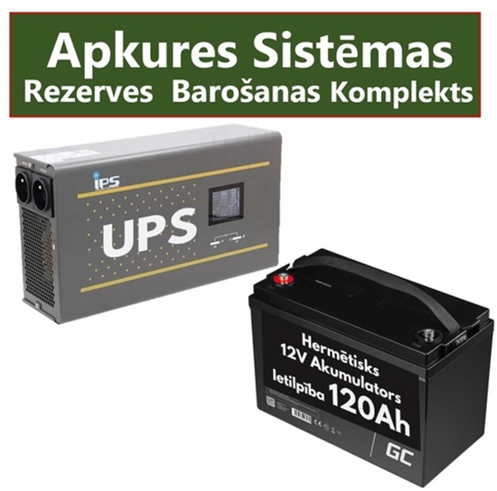 Изображение Komplekts Nepārtrauktās barošanas  bloks ( Invertors ) apkures sistēmai 600W + 12V 120Ah akumulators