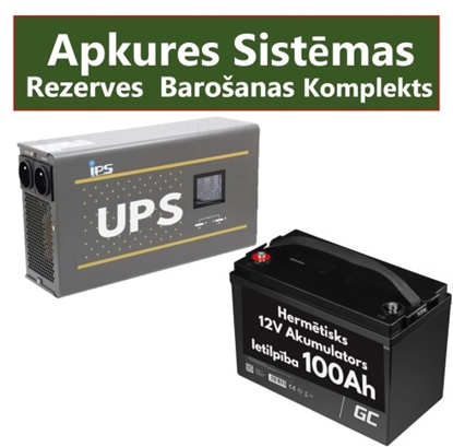 Изображение Komplekts Nepārtrauktās barošanas bloks ( Invertors ) apkures sistēmai 600W + 12V 100Ah akumulators