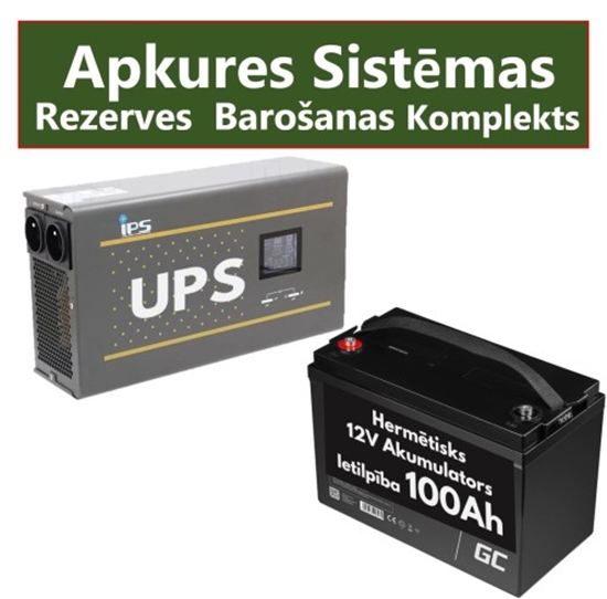 Изображение Komplekts Nepārtrauktās barošanas bloks ( Invertors ) apkures sistēmai 600W + 12V 100Ah akumulators