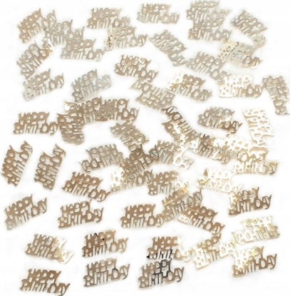 Изображение Konfetti metalizowane Happy Birthday srebrne