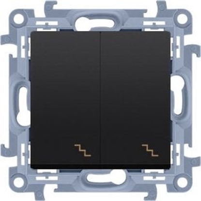 Attēls no Kontakt-Simon cznik schodowy podwójny z podwietleniem LED (modu) 10AX, 250V~, zaciski rubowe, czarny mat, SIMON10